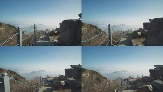 中国山东泰安泰山山顶风景风景区高清在线视频素材下载