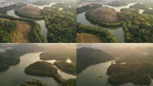 深圳龙岗平湖生态园航拍风光高清在线视频素材下载
