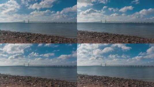 青岛胶州湾跨海大桥延时摄影高清在线视频素材下载