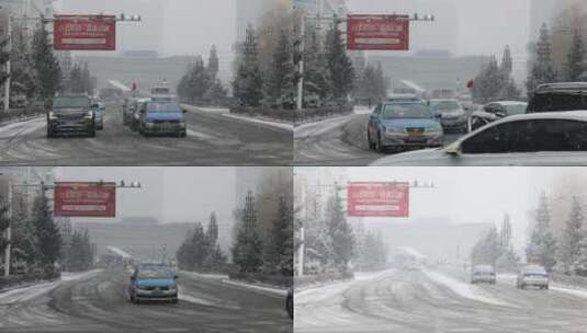 大雪飘飞的街道高清在线视频素材下载