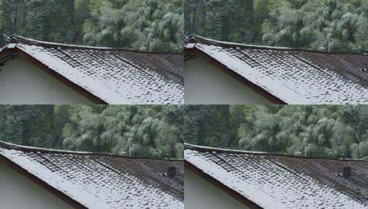 山村屋顶积雪高清在线视频素材下载