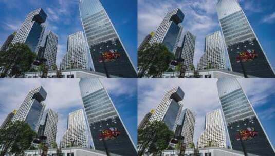 航拍城市风光高清高楼大厦商务建筑高清在线视频素材下载