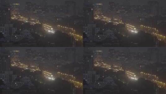 俯拍夜景城市车流 城市夜景车流高清在线视频素材下载