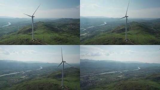 航拍户外山区风光新能源风力发电高清在线视频素材下载