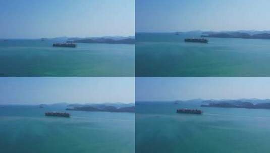 深港海湾海运货船出港海上运输B高清在线视频素材下载