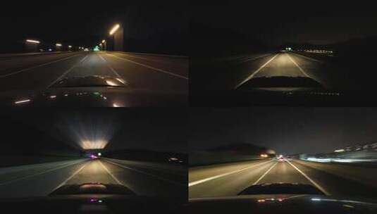 晚上汽车行驶在高速公路上延时摄影高清在线视频素材下载