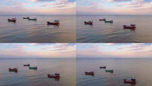 大海港湾 海上渔船高清在线视频素材下载