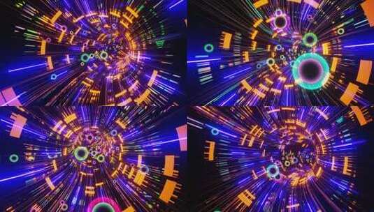 五颜六色的超高速霓虹灯隧道环路 VJ循环高清在线视频素材下载