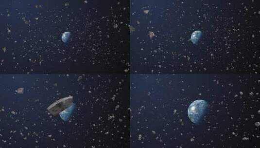 太空陨石 宇宙地球穿越 穿越陨石  地球太空高清在线视频素材下载