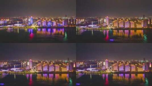 湖南长沙北辰三角洲夜景延时摄影航拍高清在线视频素材下载