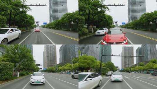 白天杭州市宁一路车尾行车空镜高清在线视频素材下载