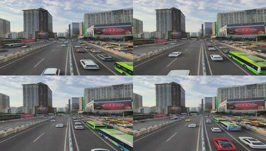 重庆江北观音桥公路上车水马龙的场景高清在线视频素材下载