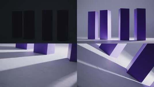 四个紫色立柱 光影流动 扫光高清在线视频素材下载