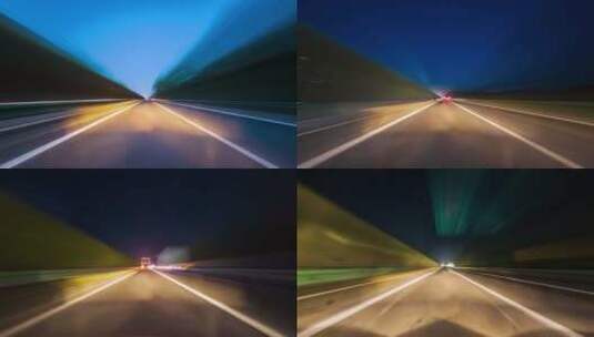 高速公路夜间开车第一视角延时高清在线视频素材下载