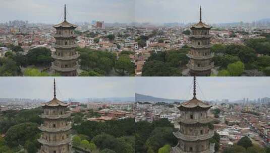 航拍福建泉州西街开元寺高清在线视频素材下载