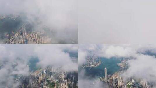 香港航拍港岛穿云大景高清在线视频素材下载