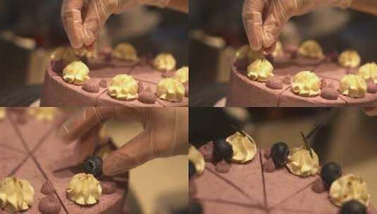 蓝莓蛋糕制作高清在线视频素材下载
