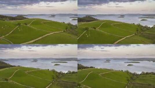 爱尔兰科里布湖丛村鸟瞰图。高清在线视频素材下载