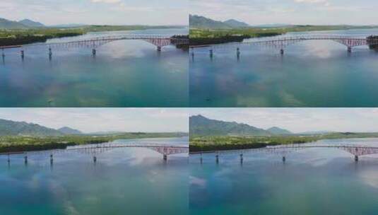 圣胡安尼科桥：菲律宾最长的桥。岛屿之间的公路桥，俯视图高清在线视频素材下载