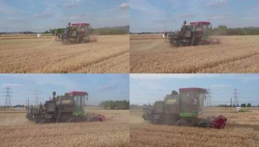 4k航拍小麦收割高清在线视频素材下载