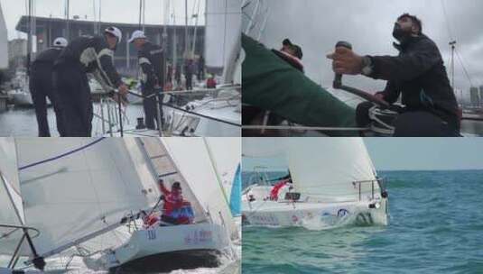 青岛J80级别帆船竞赛高清在线视频素材下载