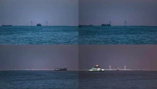 拍摄港珠澳大桥与往来邮轮货船延时高清在线视频素材下载