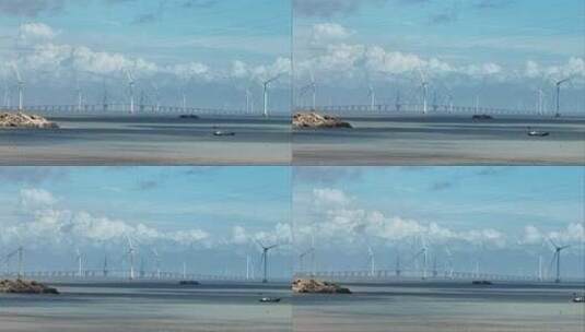 海面风力发电航拍高清在线视频素材下载