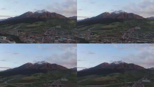 夕阳下的祁连雪山高清在线视频素材下载