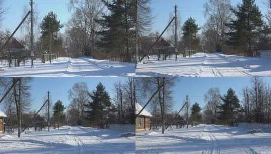 冬天的房屋和树木高清在线视频素材下载