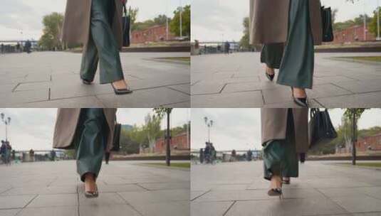 穿着时髦的职业女性行走的脚步高清在线视频素材下载