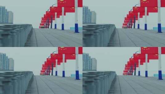 竖屏国庆道路车流国旗高清在线视频素材下载