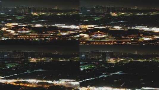 江苏苏州三塘街夜景竖屏航拍高清在线视频素材下载