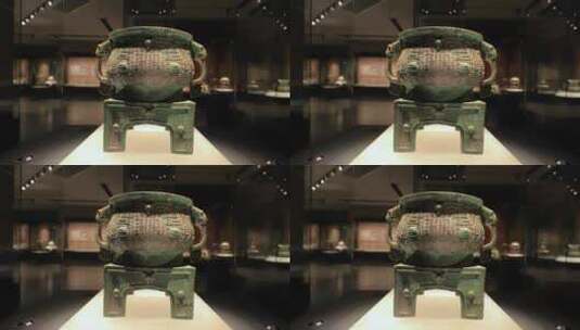4K拍摄兽面纹方座簋西周山西博物院藏品高清在线视频素材下载