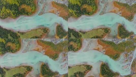 航拍秋天的喀纳斯河高清在线视频素材下载