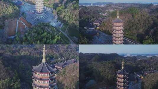 浙江绍兴新昌大佛寺航拍视频高清在线视频素材下载