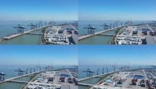 航拍长江经济带常熟港码头苏通大桥高清在线视频素材下载