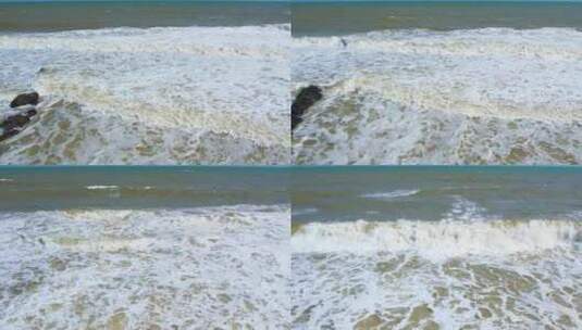 海南省万宁市山钦湾金色沙滩上奔腾的海浪高清在线视频素材下载