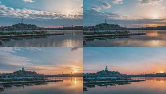 8K北京北海公园黄昏日落 延时摄影高清在线视频素材下载