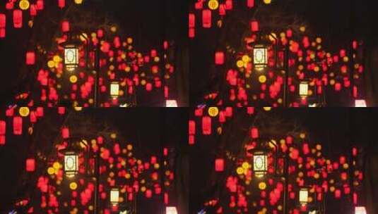 春节年味灯笼高悬北京模式口古城高清在线视频素材下载