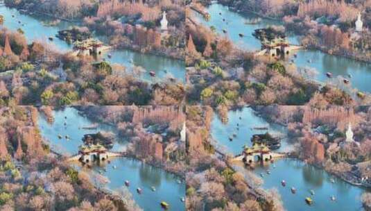 航拍瘦西湖风景区大明寺观音山园林寺庙高清在线视频素材下载