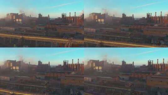 从空中看高炉。旧工厂。用空气俯瞰工业化城高清在线视频素材下载