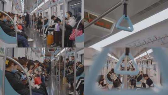 上海地铁车厢里的乘客空镜高清在线视频素材下载