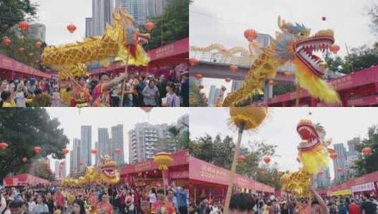 龙年舞龙春节喜庆表演  中国传统文化高清在线视频素材下载