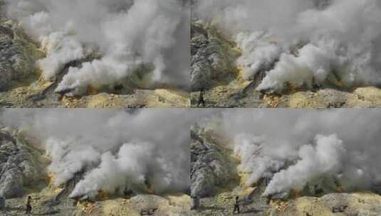 HDR印尼爪哇岛伊真火山硫磺航拍自然风光高清在线视频素材下载