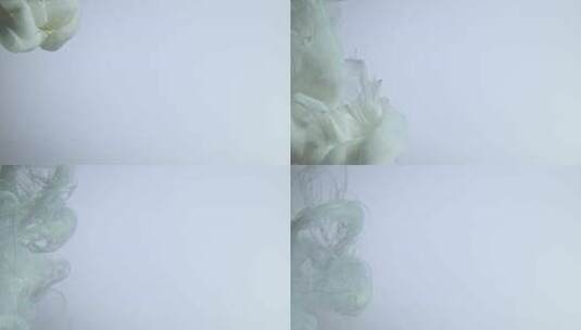 白色背景下水中的白色珍珠色油漆高清在线视频素材下载