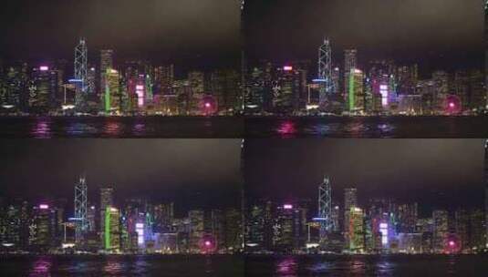 香港CBD建筑夜景航拍视频高清在线视频素材下载