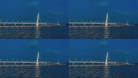 深圳湾海上公路大桥夜景灯光高清在线视频素材下载