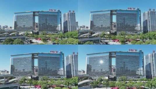 东莞航拍城市建筑风光南城区华凯广场大厦高清在线视频素材下载