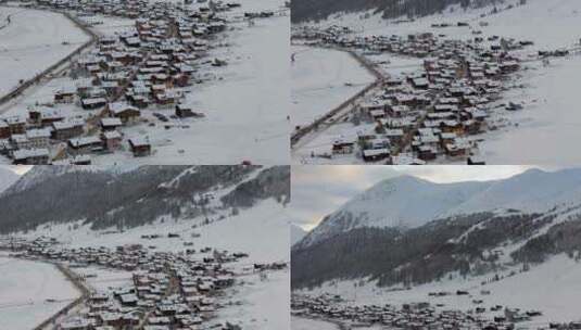 令人惊叹的利维尼奥阿尔卑斯无人机视频：雪高清在线视频素材下载