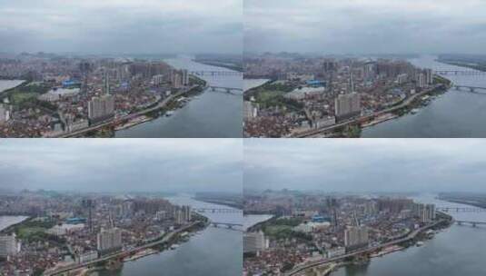 航拍广东清远北江英德市城市风光高清在线视频素材下载